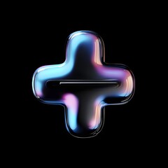 The Plus Icon: A luminescent, polished plus symbol in a dynamic state of light and color, set against a dark backdrop, is an image of balance, integration, and the energy of joining.