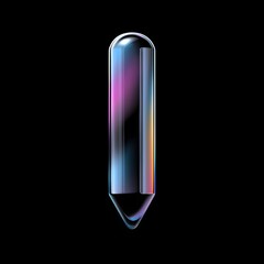 Abstract I: An illuminated artistic rendition of the letter 'I', crafted from reflective, sleek surfaces, poised against a deep, dark backdrop.