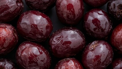 Ruby Spheres. A Collection of Round Objects in Dark Crimson Hue, Textured Surfaces.