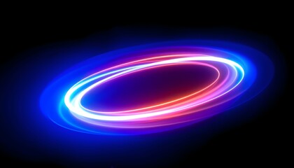 Abstract illustration of glowing light trails forming concentric ovals against a dark background.