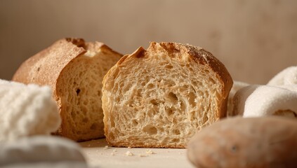 Sliced Bread, Baked Texture, Culinary Still Life, Morning Light, Food and Fiber.