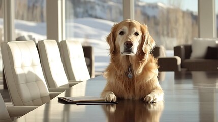 Confident manager reviewing annual targets team modern bright corporate conference room leadership goals