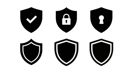 Vector art of shield icon set, representing security, protection, and safety for websites, apps, and graphic design projects