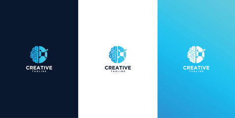 Illustration of a wired brain. Concept illustration of an electronic chip shaped like a human brain in an electronic virtual world.