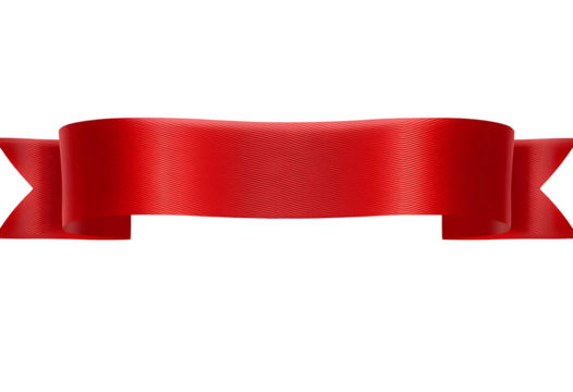 Straight red grosgrain ribbon banner decorative element for design.