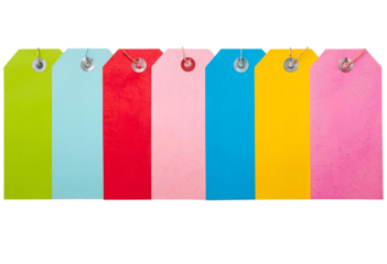 Set of blank price tags or labels in colors.