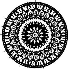 Intricate Black Floral Mandala Vector Design