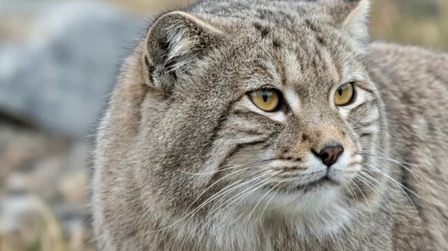 Pallas&rsquo;s Cat Resting in Grassland &ndash; Rare Wild Cat 4K AI