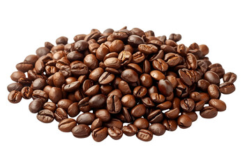 Naklejka premium Pile of roasted coffee beans arranged for freshness and aroma.