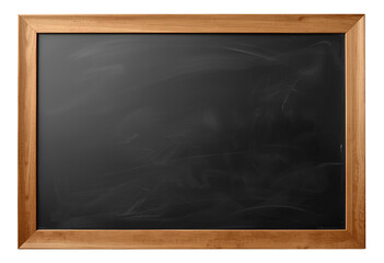 Empty black chalkboard with vintage wooden frame for school use.