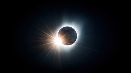 Obraz premium Breathtaking Solar Eclipse with Radiant Solar Corona and Darkened Silhouette of Earth During Celestial Event