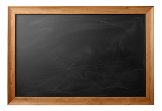 Empty black chalkboard with vintage wooden frame for school use.