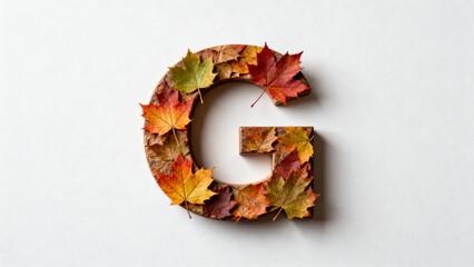Letter G decorated with autumn leaves