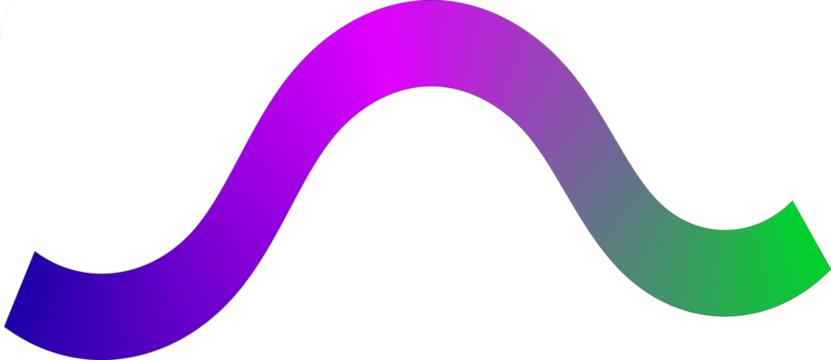 Smooth gradient curved ribbon in purple pink and green tones creative abstract modern wave background