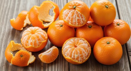 tangerines on wooden background