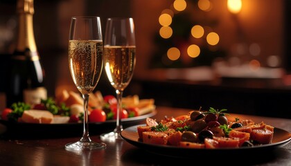 Celebrate the season with stylish champagne flutes and delightful festive appetizers