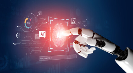 A generative AI assistant showcases its creative platform. The interface allows users to enter prompts to generate images, chat with the AI, and visualize data. Fermion