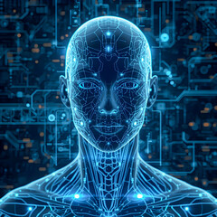 Futuristic Transhumanism Concept Background — Human Evolution and Technology Integration Art