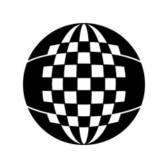 Retro Pixel Art Globe Icon with Modern Color Twist on White.