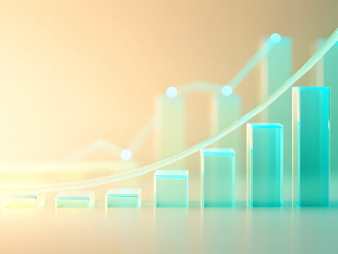 Upward trend of financial growth represented by bar chart and line graph
