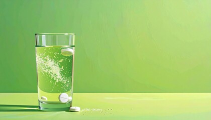 Effervescent tablet dissolving in water, creating rapid fizz, symbolizing relief or wellness.