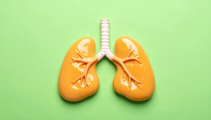 Cystic fibrosis lungs illustration with sticky mucus on green background