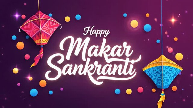 Celebrate Makar Sankranti Festive Animation 4k with Kites, Colors, and Wishes for a Joyful Harvest Festival