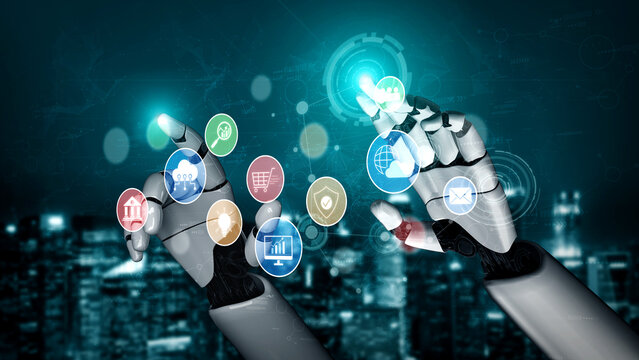 AI assists in organizing and visualizing a digital ecosystem of business icons to represent key services like finance, analytics, and secure cloud platforms in modern industries Vouch