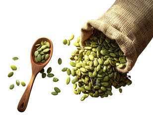 Rustic Autumn Flat Lay with Raw Pumpkin Seeds and Natural Farm Elements