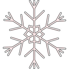 Pink Outline Snowflake Graphic Isolated on White Background