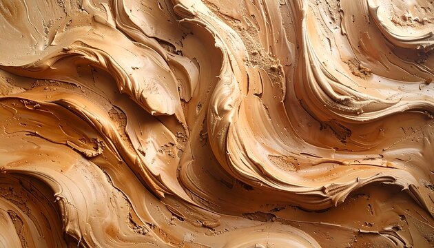 Abstract macro photography of textured brown paint with unique swirling patterns - Powered by Adobe