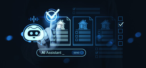 AI assistant helping with real estate property search and management through digital interface on...