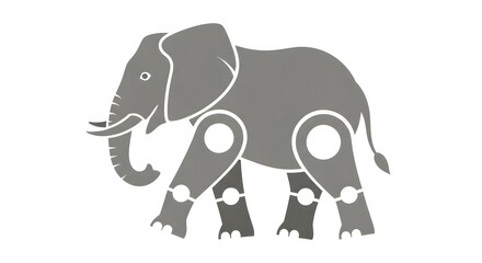Fototapeta premium A detailed illustration of a gray elephant with articulated joints, suitable for animation or design.