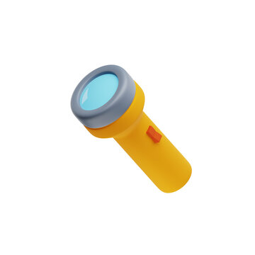 3D Torch Light Icon in Yellow and Blue