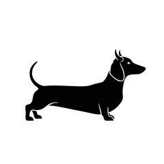 Flat Icon Horned Dachshund Silhouette, Long Body