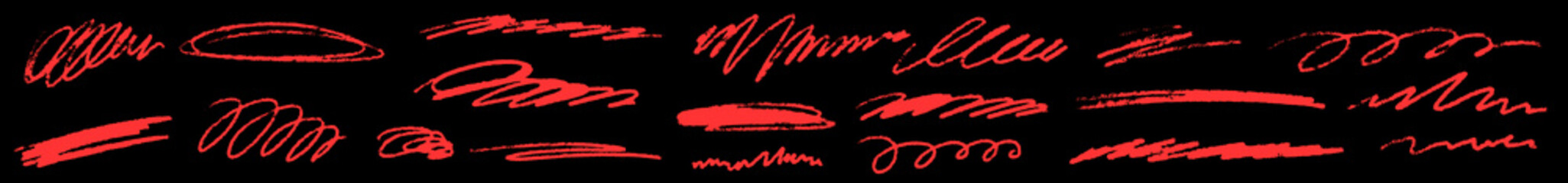 Rough crayon underline doodles with imperfect scrawl flow. Textured line art perfect for casual scrawl underline details in any design.