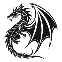 Obraz premium Majestic dragon with intricate details, showcasing its powerful wings and fierce expression in a captivating design