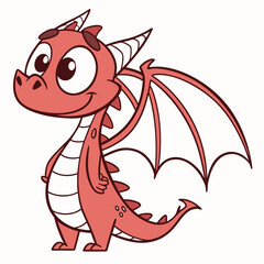 Playful cartoon dragon, standing with a cheerful expression, ready to embark on a magical adventure in a childrens book