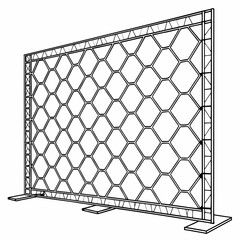 Illustration of a metal barrier with a honeycomb pattern, , providing security and safety for crowd control and event management