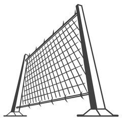 Illustration of a barbed wire fence, , symbolizing security, danger, and restriction, often used for border control and protection