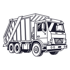 Illustration of a garbage truck, ideal for waste management themes, recycling projects, and educational resources