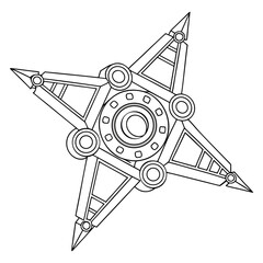 A futuristic shuriken spins, its sharp edges and intricate design embodying the cuttingedge technology of a new era