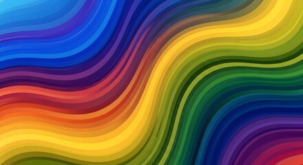 Abstract Wavy Rainbow Background with Vibrant Color Gradient