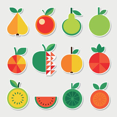 Stylized Geometric Fruits A Vibrant Vector Icon Collection