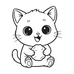 Playful kitten holding a snowball Colouring page