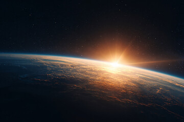 宇宙から見た地球の夜明け