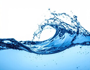 Close-up of a dynamic wave cresting in clear, blue water