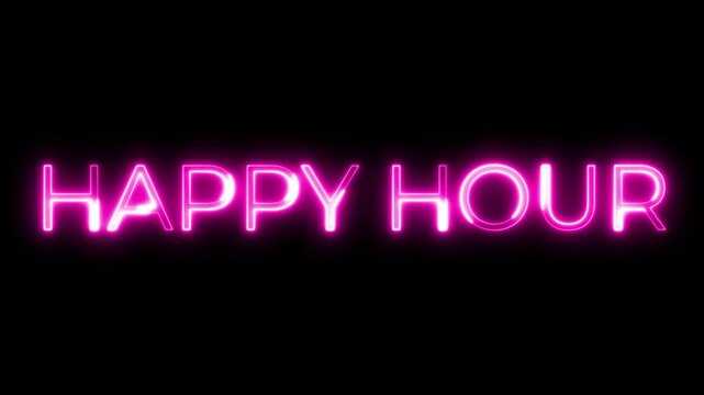 Happy Hour Neon Text Animation | Party Time Motion Graphic