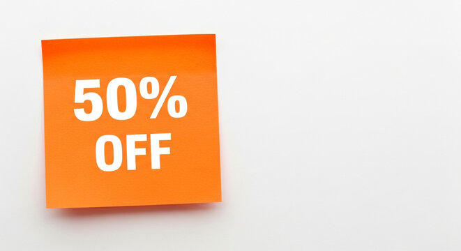 Grab incredible savings with a bold 50% OFF announcement sticker, perfect for driving immediate sales and attracting bargain hunters