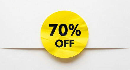 Grab an amazing 70% off deal with this vibrant yellow discount sticker, perfect for announcing big savings and driving sales instantly!
